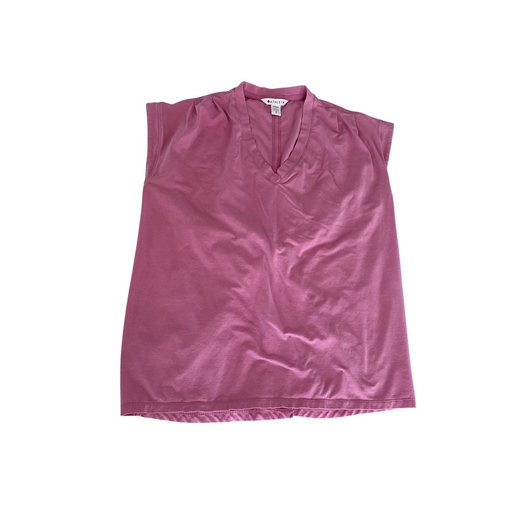 Athleta Renew V-Neck Twist Back Top Pink‎ Mauve Sleeveless Yoga Shirt Small